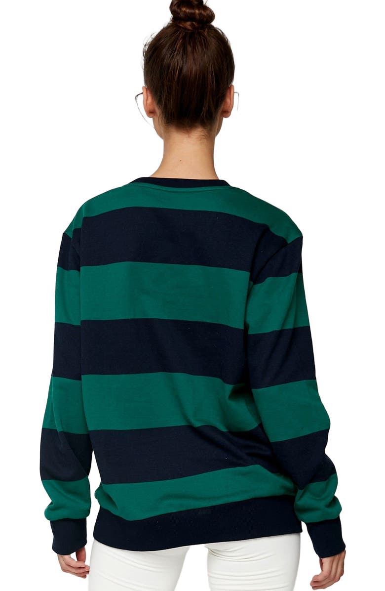 Rebody Active Embroidered Rebody Rugby Striped Sweatshirt Sustainable, Alternate, color, 