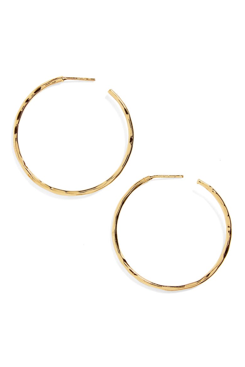 Medium Hammered Hoop Earrings, Main, color, GOLD