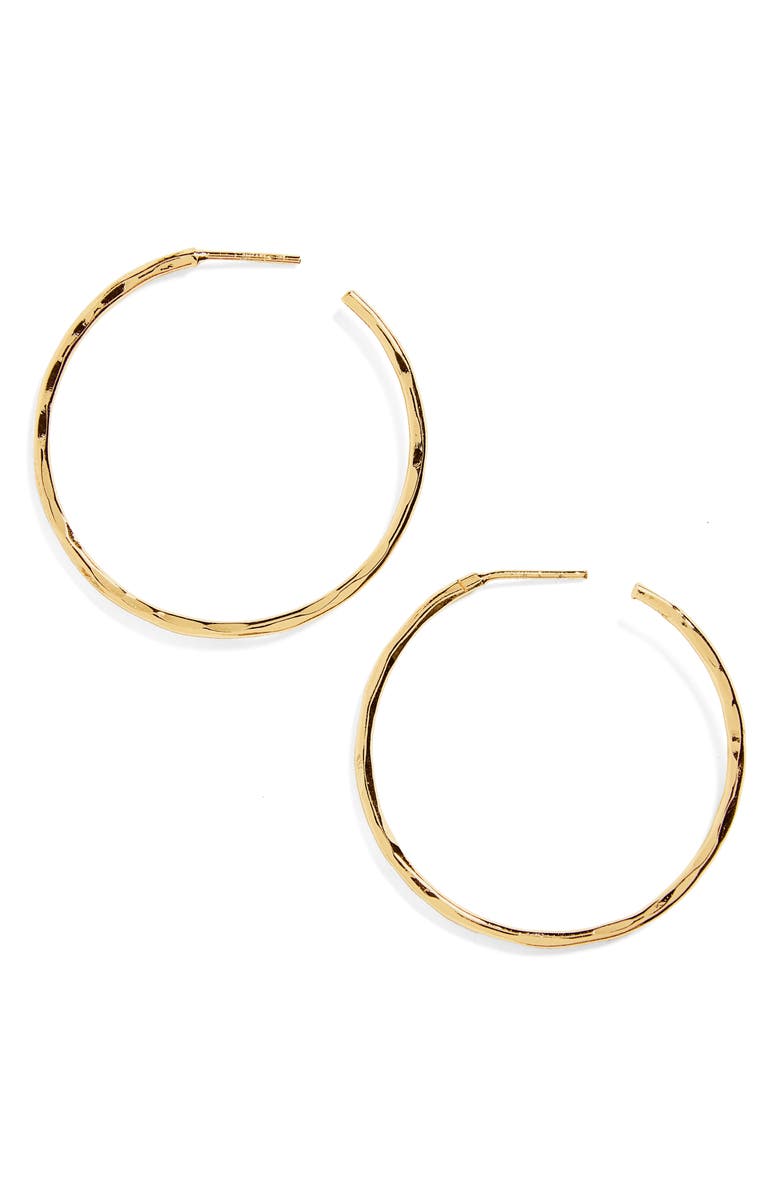 Argento Vivo Sterling Silver Medium Hammered Hoop Earrings, Main, color, Gold
