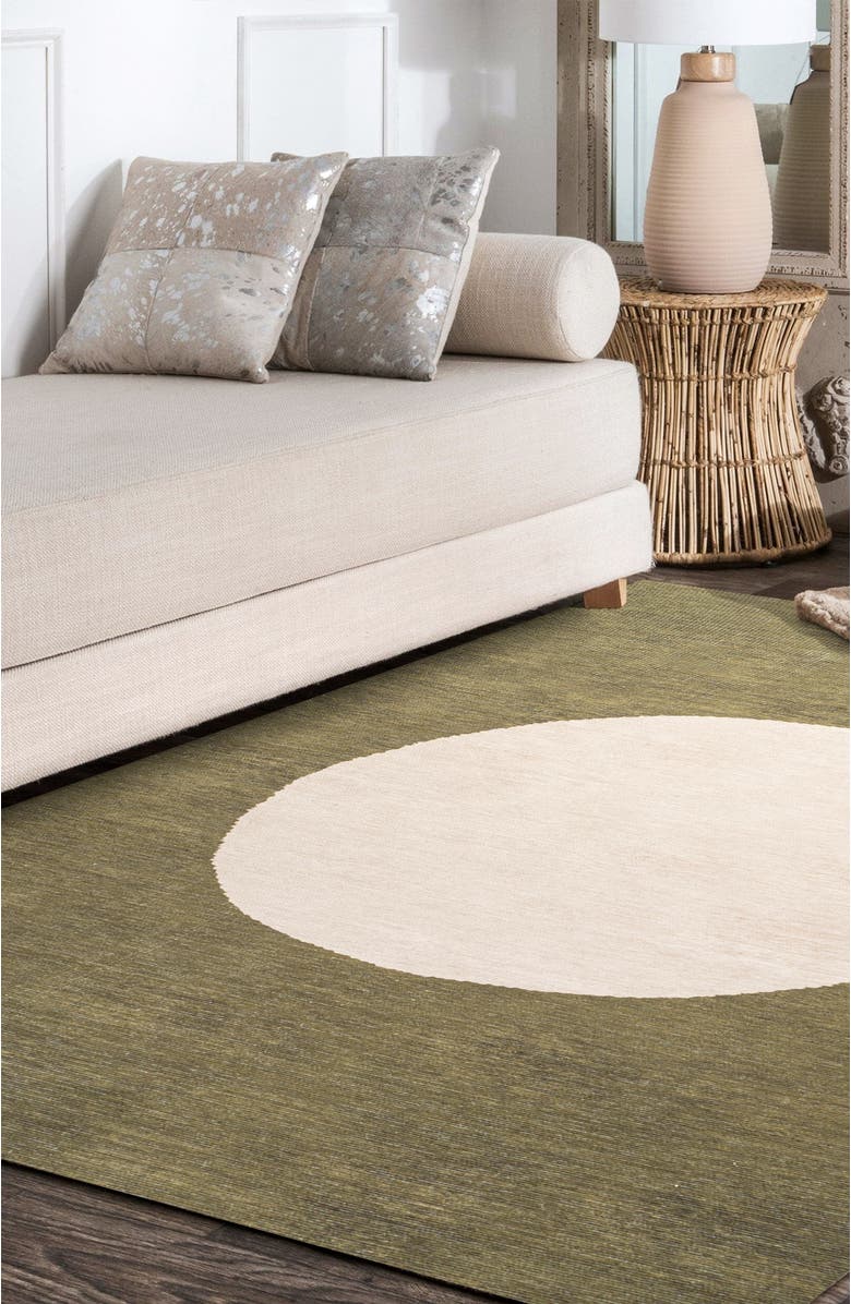 JONATHAN Y Cirkel Minimalist Geometric Dot Machine-Washable Area Rug, Alternate, color, Green/Cream