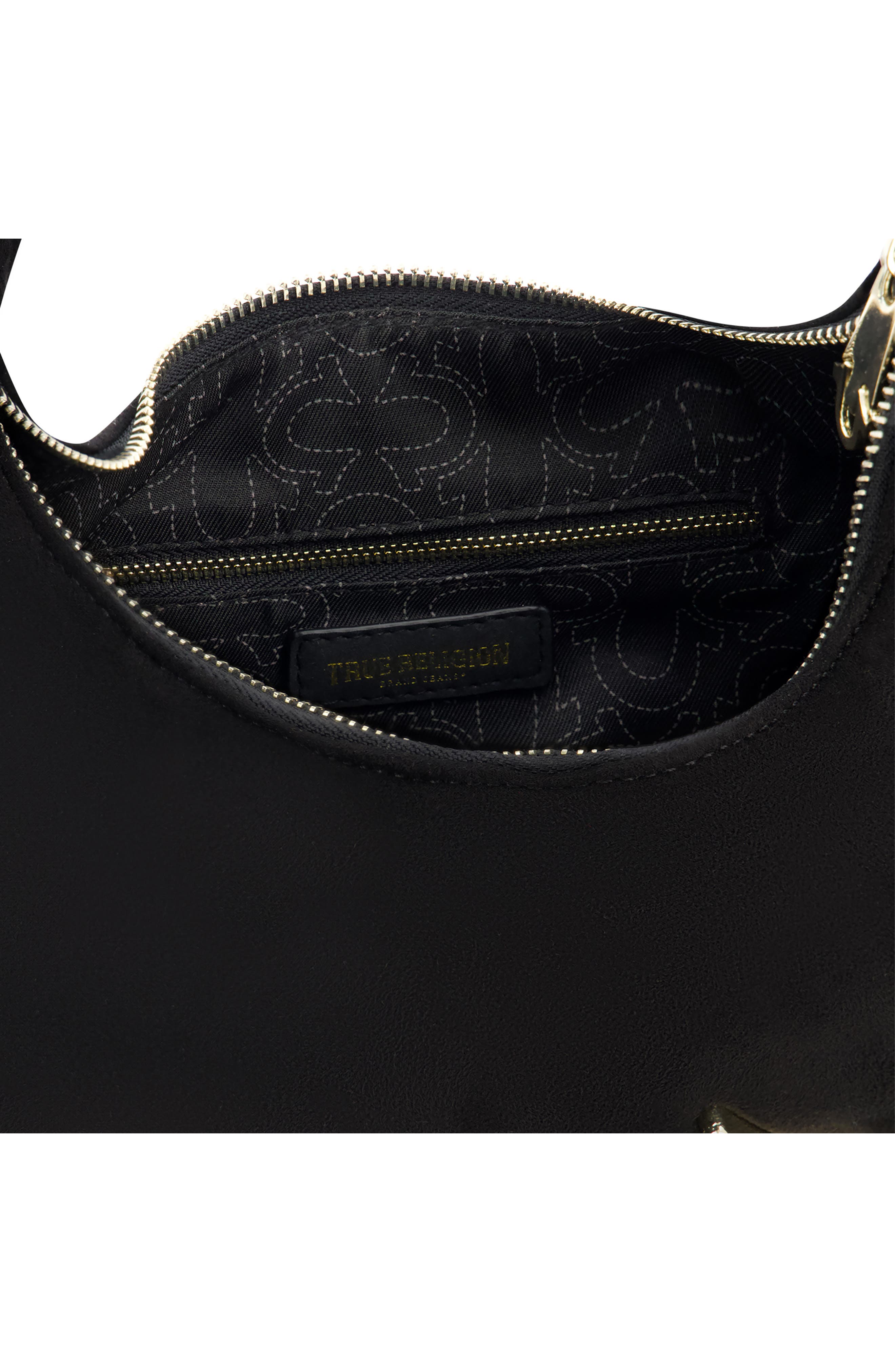 True Religion Brand Jeans Horseshoe Link Shoulder Bag, Alternate, color, Black