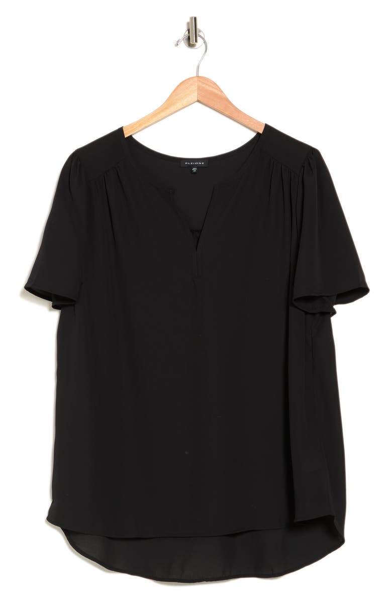 Pleione High/Low Notched Tunic Top, Alternate, color, Black