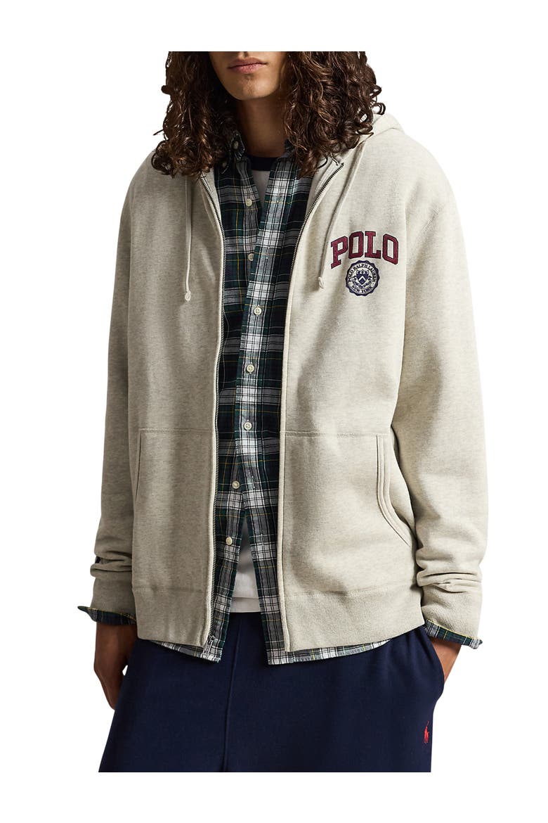 Big & Tall Varsity Zip-Front Hoodie, Main, color, LT SPORT HEATHER