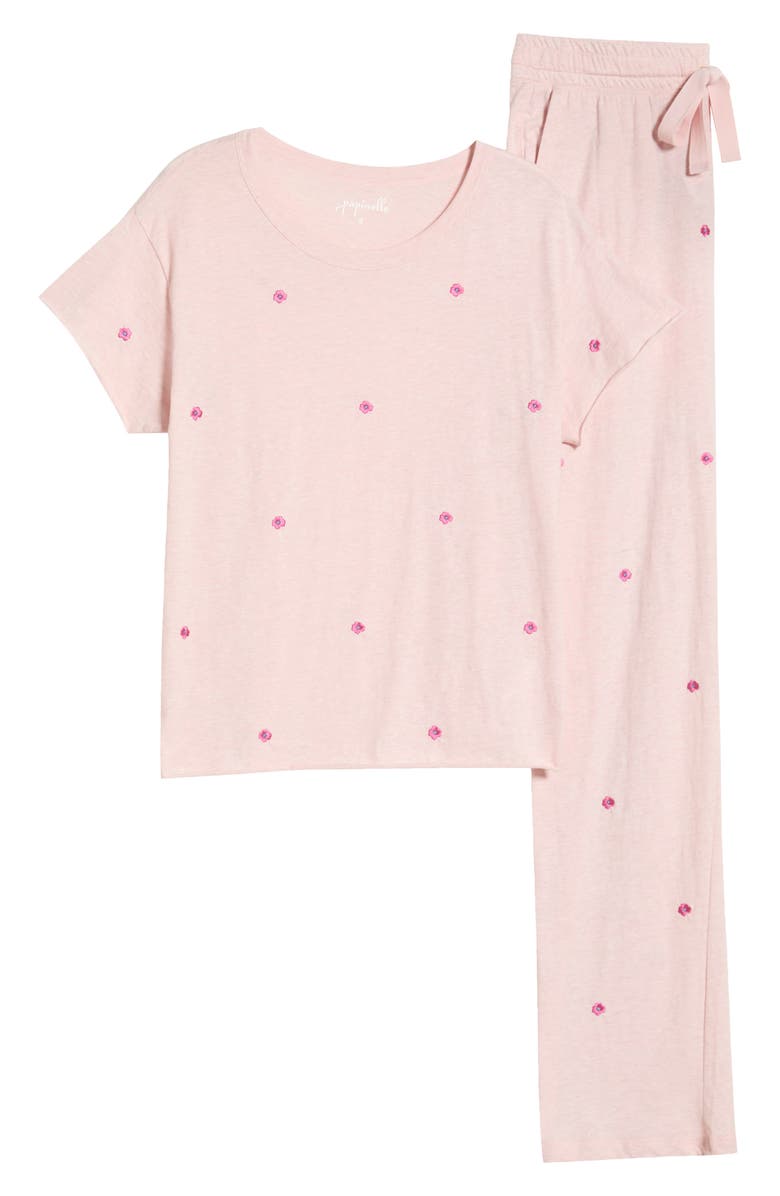 Papinelle Jada Boxy Organic Cotton Pajamas, Alternate, color, Petal Pink