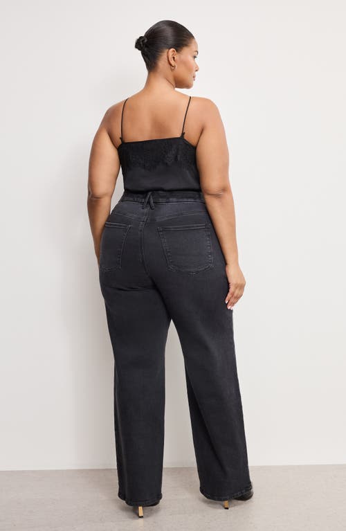 Good American Soft-tech Good True High Waist Straight Leg Jeans In Black