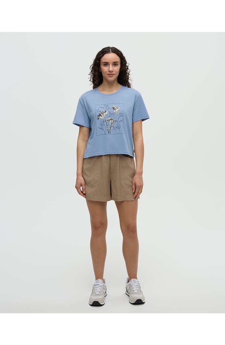 tentree Floral Crop T-Shirt, Alternate, color, Lakeside Blue/Meteorite Black