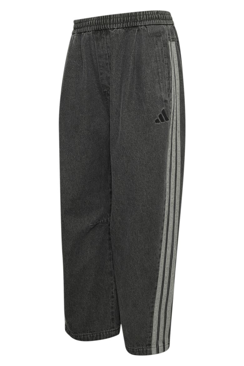 Relaxed Leg 3-Stripes Denim Pants, Alternate, color, BLACK