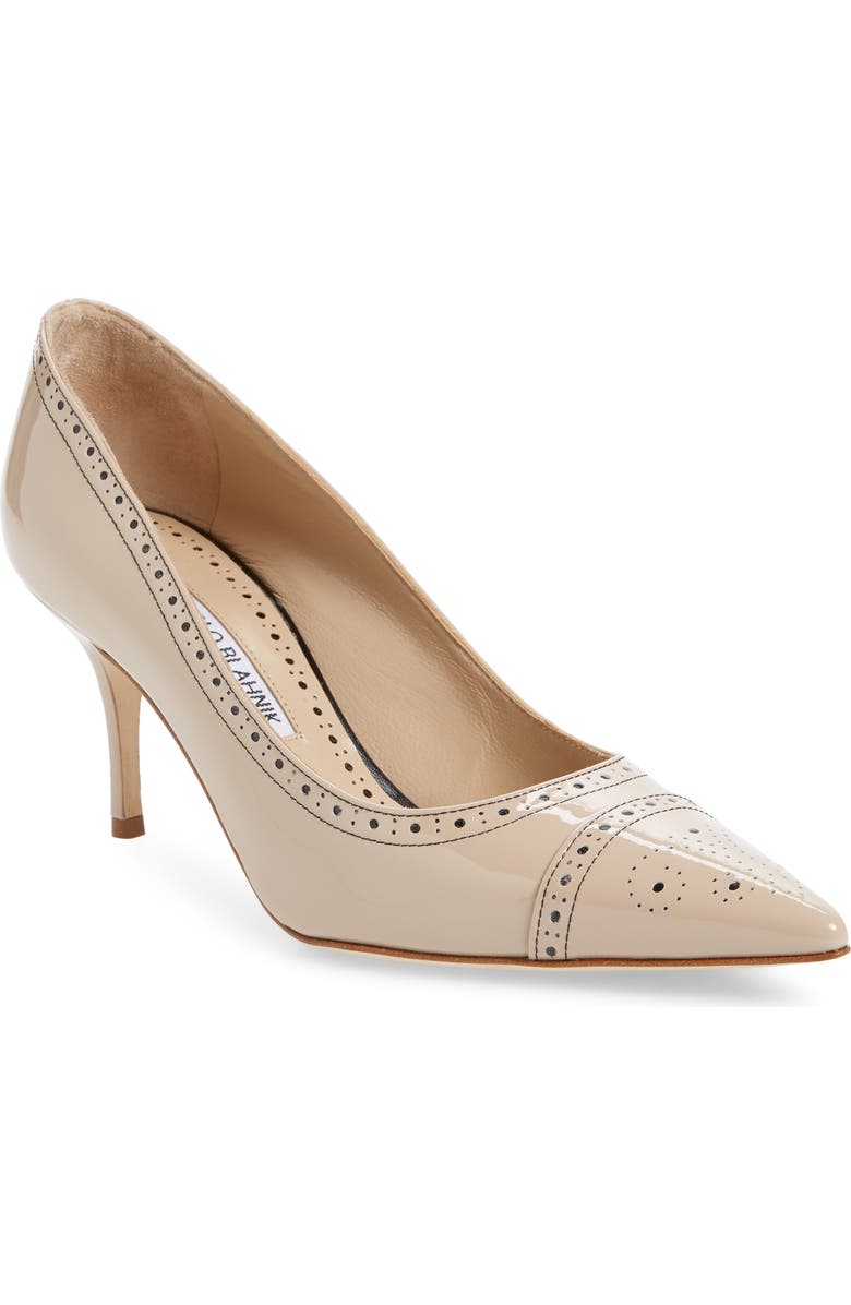Manolo Blahnik Quitohi Brogue Pointed Toe Pump, Main, color,