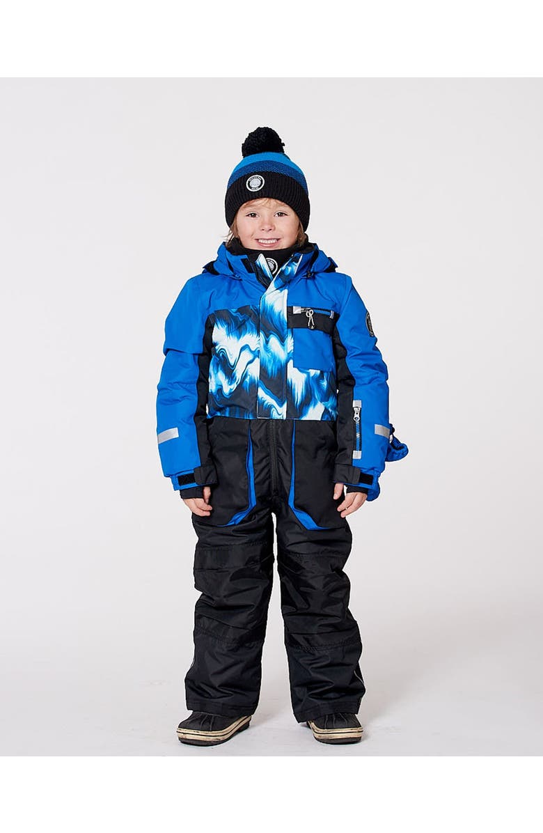 Deux par Deux One-Piece Play Snowsuit Colorblocking, Main, color, Black