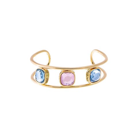 Colored Square Bezels Double Strand Bangle