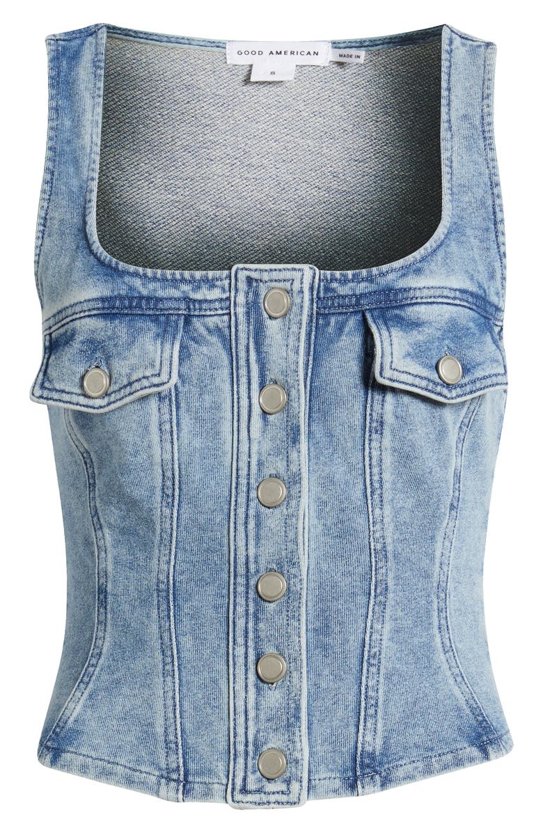 Good American Jeanus Button Front Crop Corset Top, Alternate, color, 