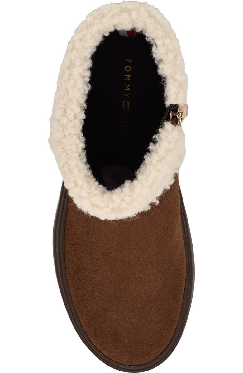 Tommy Hilfiger Peleiz Faux Shearling Cuff Platform Bootie, Alternate, color, Dark Brown Suede Shearling