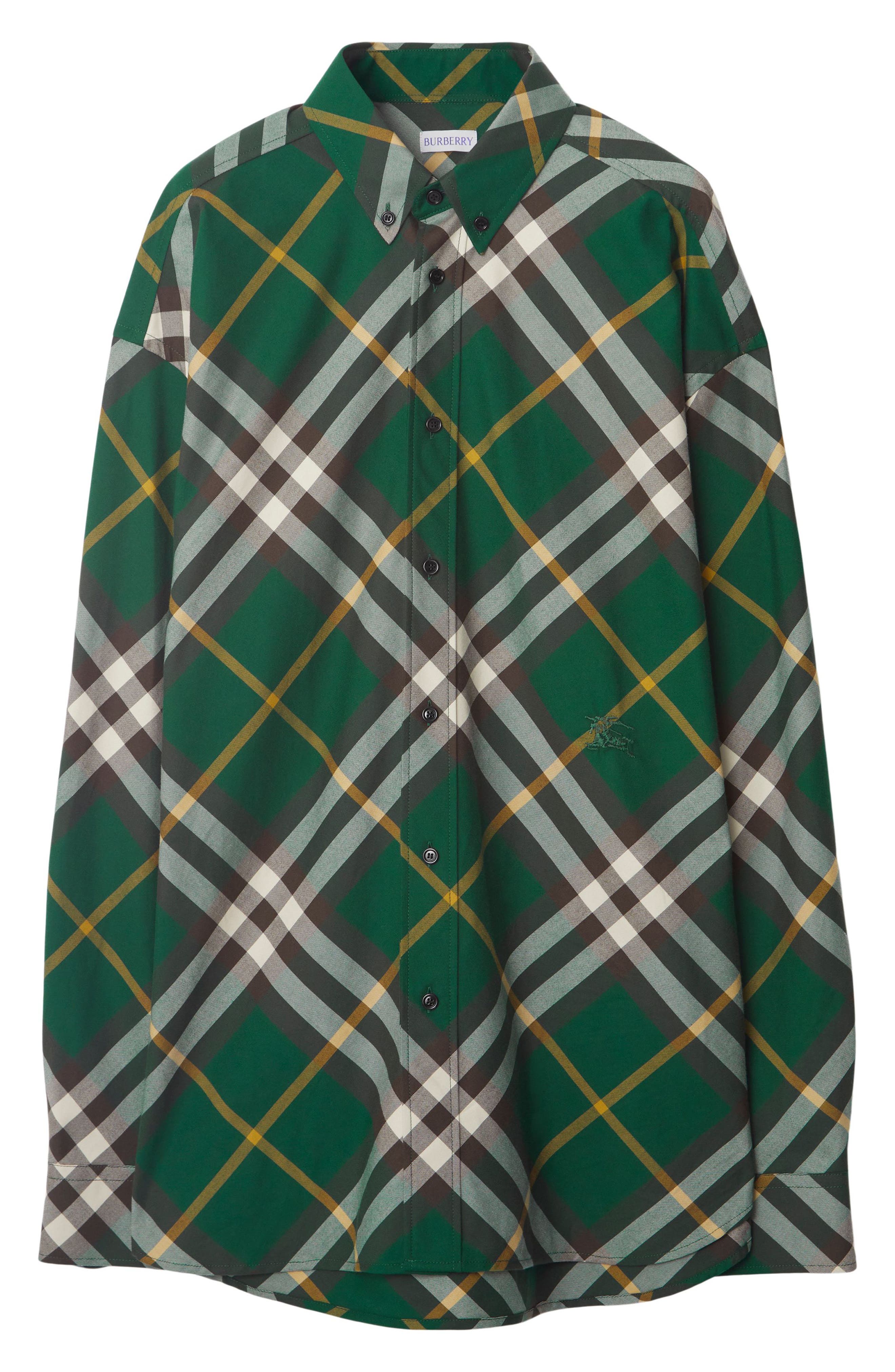 Burberry Oversize Check Cotton Twill Button-Down Shirt (Men) | Nordstrom