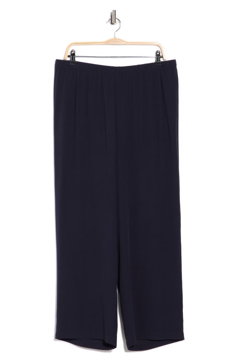 Eileen Fisher Straight Leg Silk Ankle Pants, Alternate, color, Ink