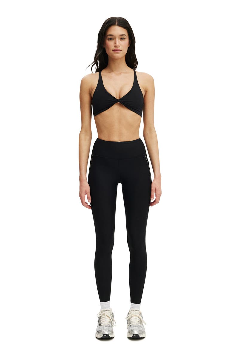 COTTON ON BODY Women's Active Fleece Lined Full Length Tight, Alternate, color, Black Reflective Stripe