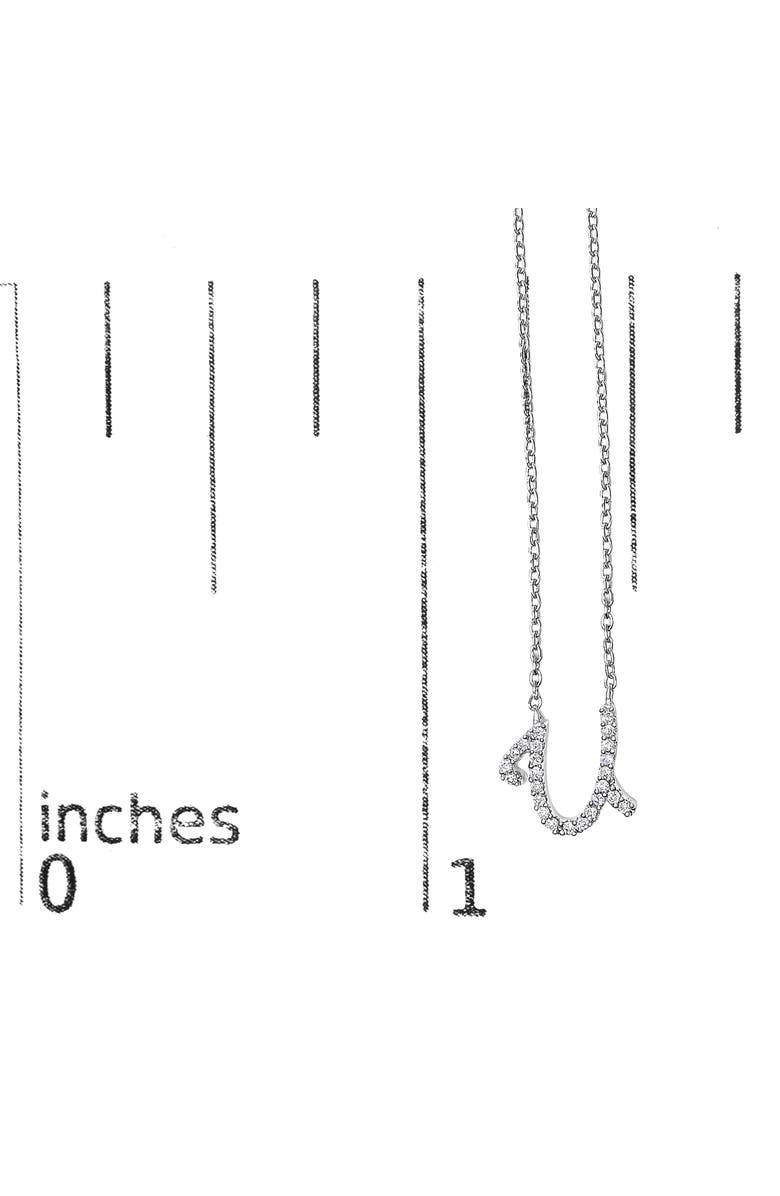 Haus of Brilliance 10K Gold Diamond Accent A-Z Initial Script Style Pendant Necklace, Alternate, color, White | U