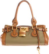 Chloé Paddington Leather Trim Canvas Satchel