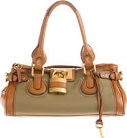 Chloé Paddington Leather Trim Canvas Satchel