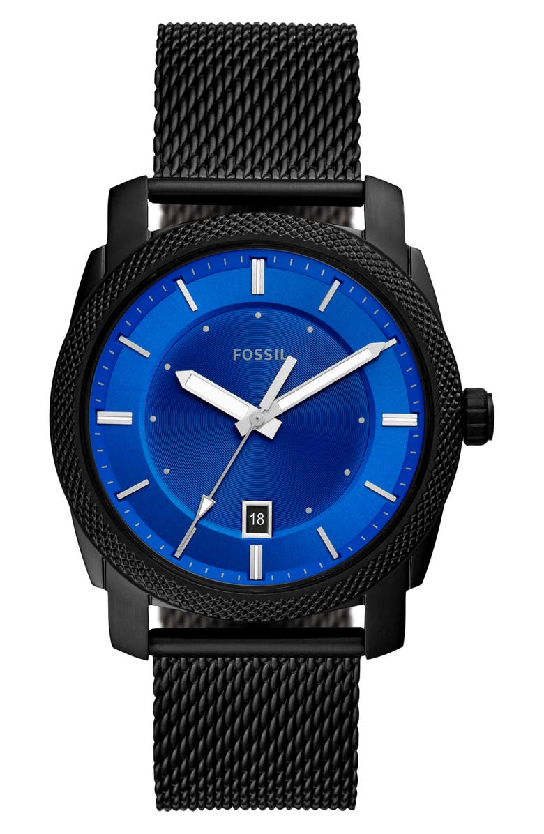 Fossil Machine Mesh Strap Watch, 42mm, Main, color, 
