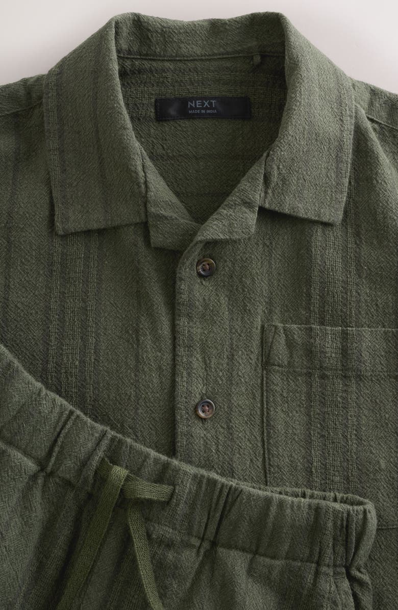 NEXT Kids' Textured Camp Shirt & Shorts Set, Alternate, color, Green