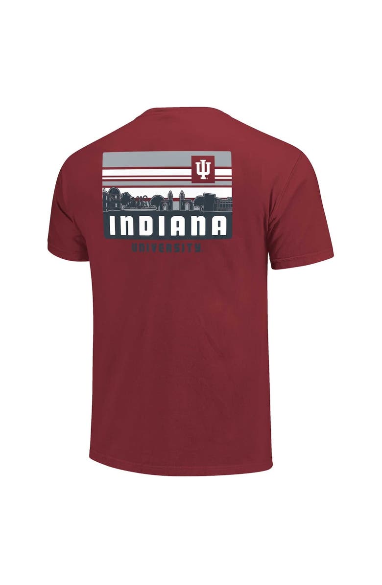 IMAGE ONE Men's Crimson Indiana Hoosiers Striped Campus Skyline T-Shirt, Alternate, color, Crimson