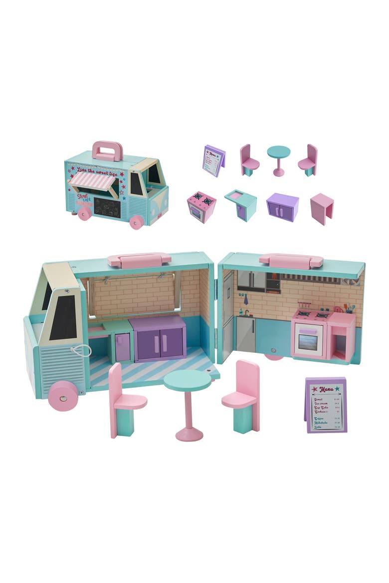 Olivia's Cafe Doll Food Truck Set, Alternate, color, BLUE/ PINK