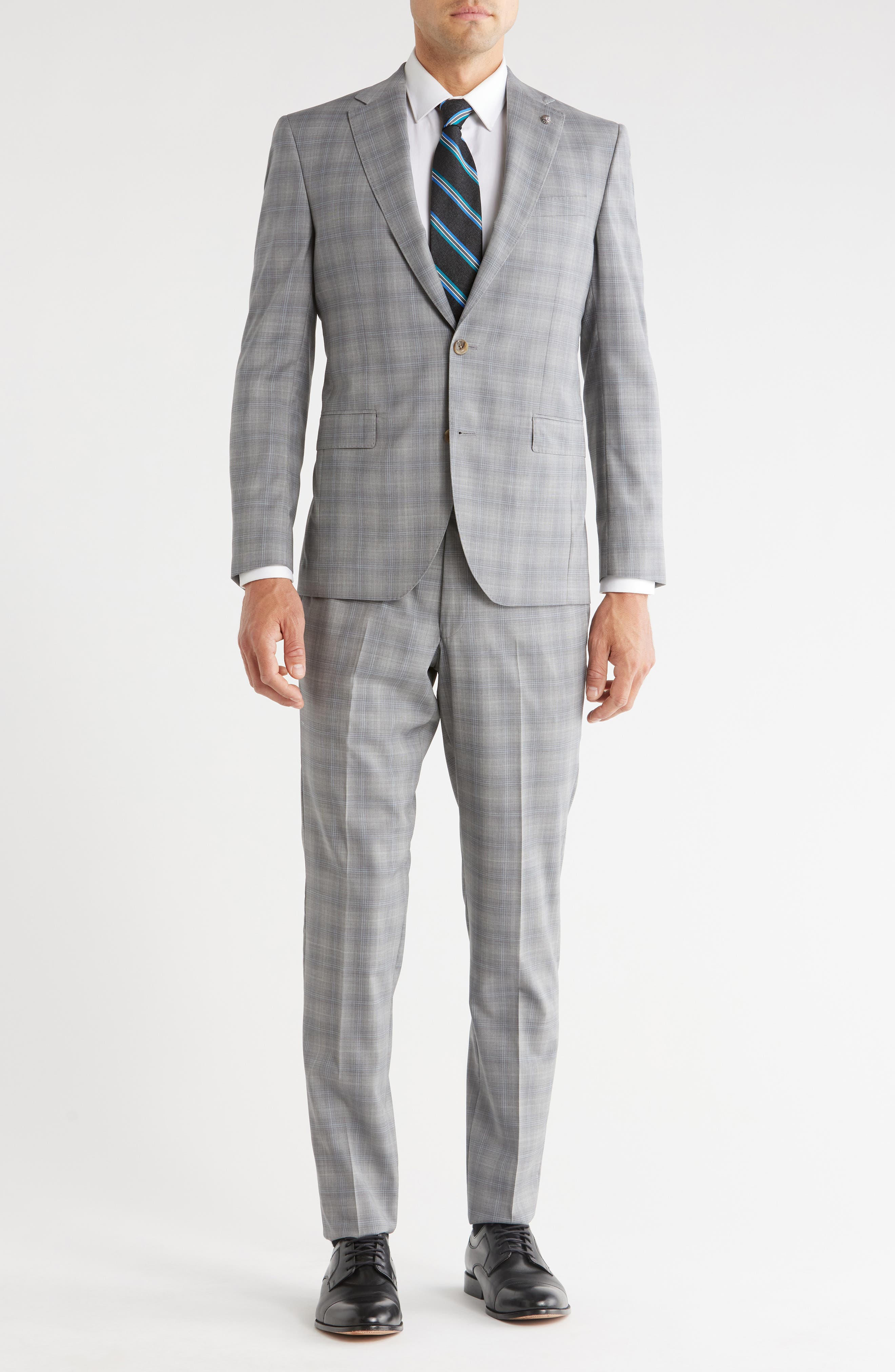 Jack Victor Esprit Plaid Gray Wool Suit