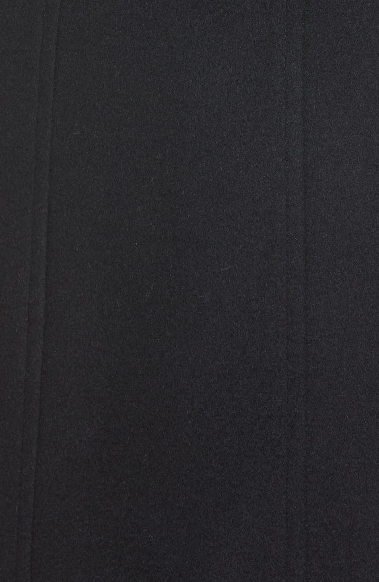 Via Spiga Faux Fur Trim Belted Wool Blend Coat, Alternate, color, 