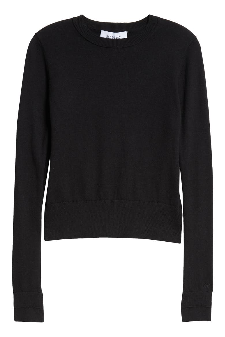 Alizee Crewneck Cotton & Cashmere Sweater, Alternate, color, BLACK