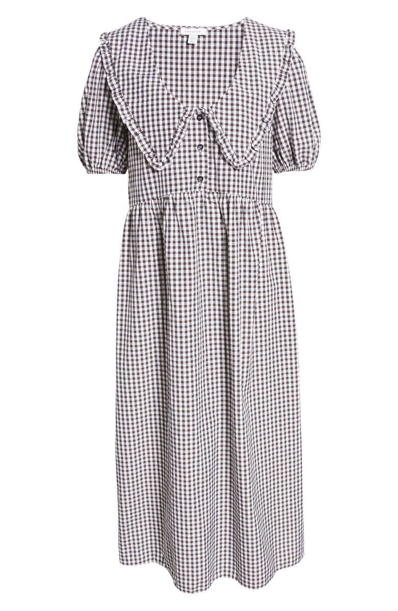 Topshop Gingham Puff Sleeve Midi Dress, Main, color,