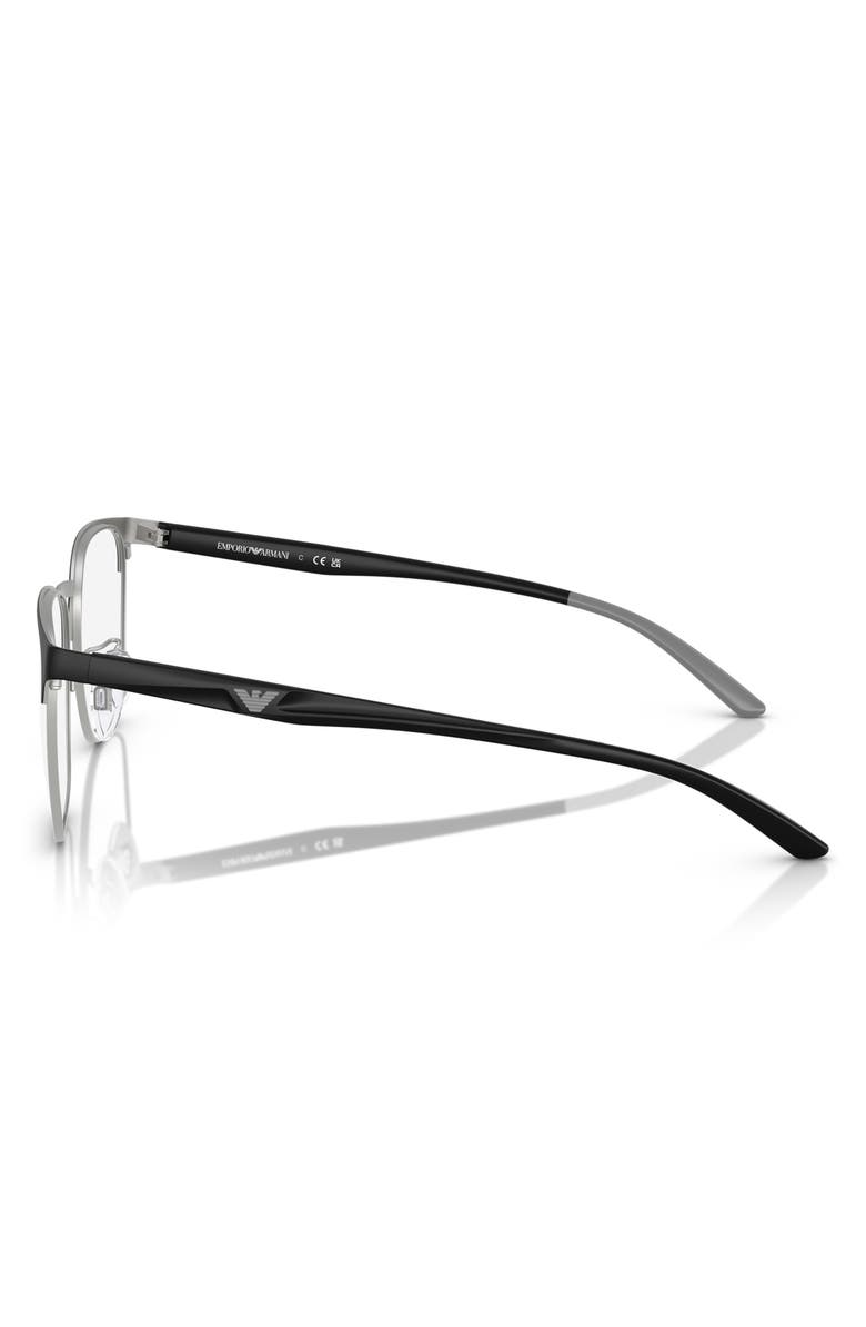 Emporio Armani 55mm Pillow Optical Glasses, Alternate, color, Black / Silver / Demo Lens