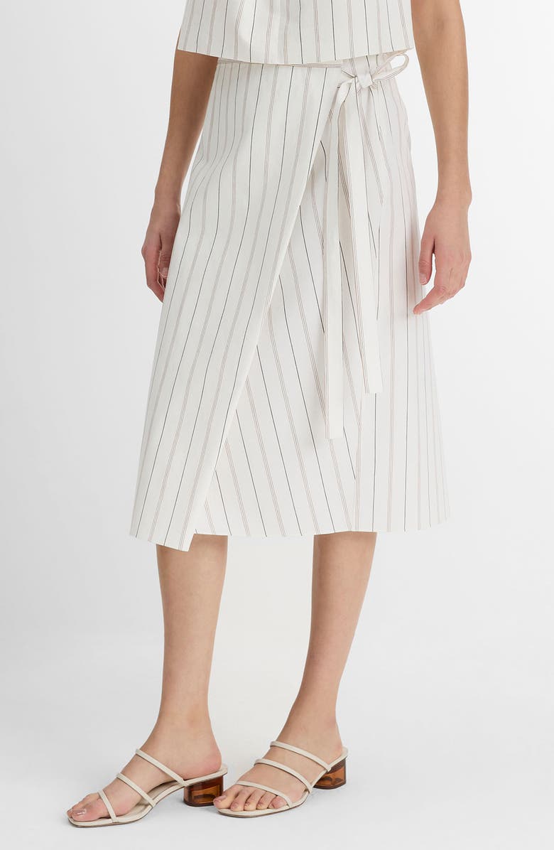 Vince Seedling Stripe Cotton Wrap Skirt, Alternate, color, Off White/ Marigold