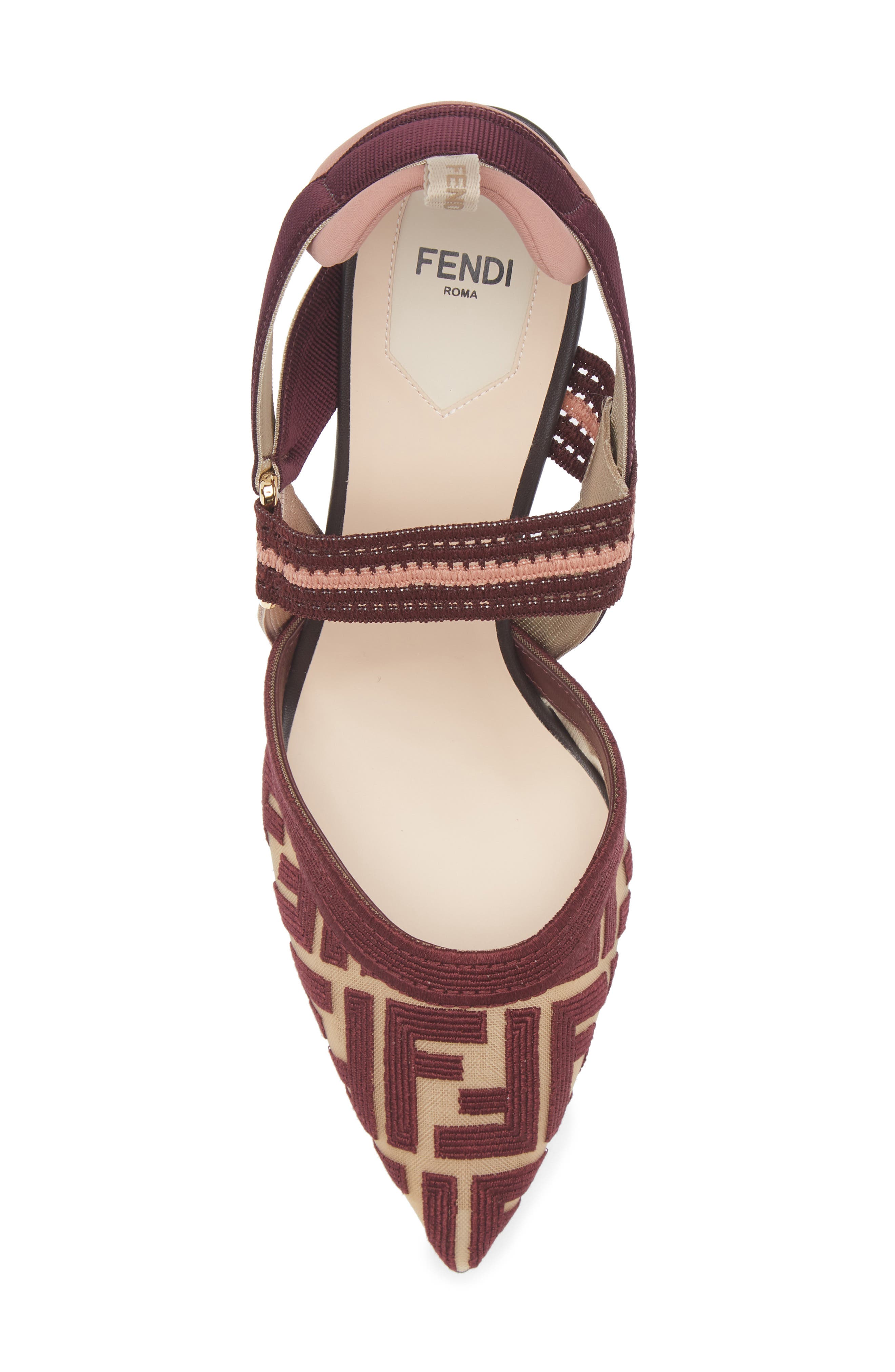 Fendi Colibri Mesh Slingback Pump, Alternate, color, Burgundy