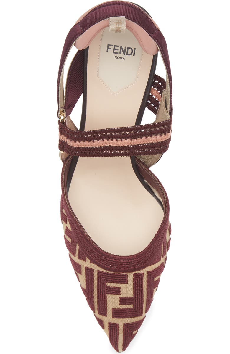 Fendi Colibri Mesh Slingback Pump, Alternate, color, Burgundy