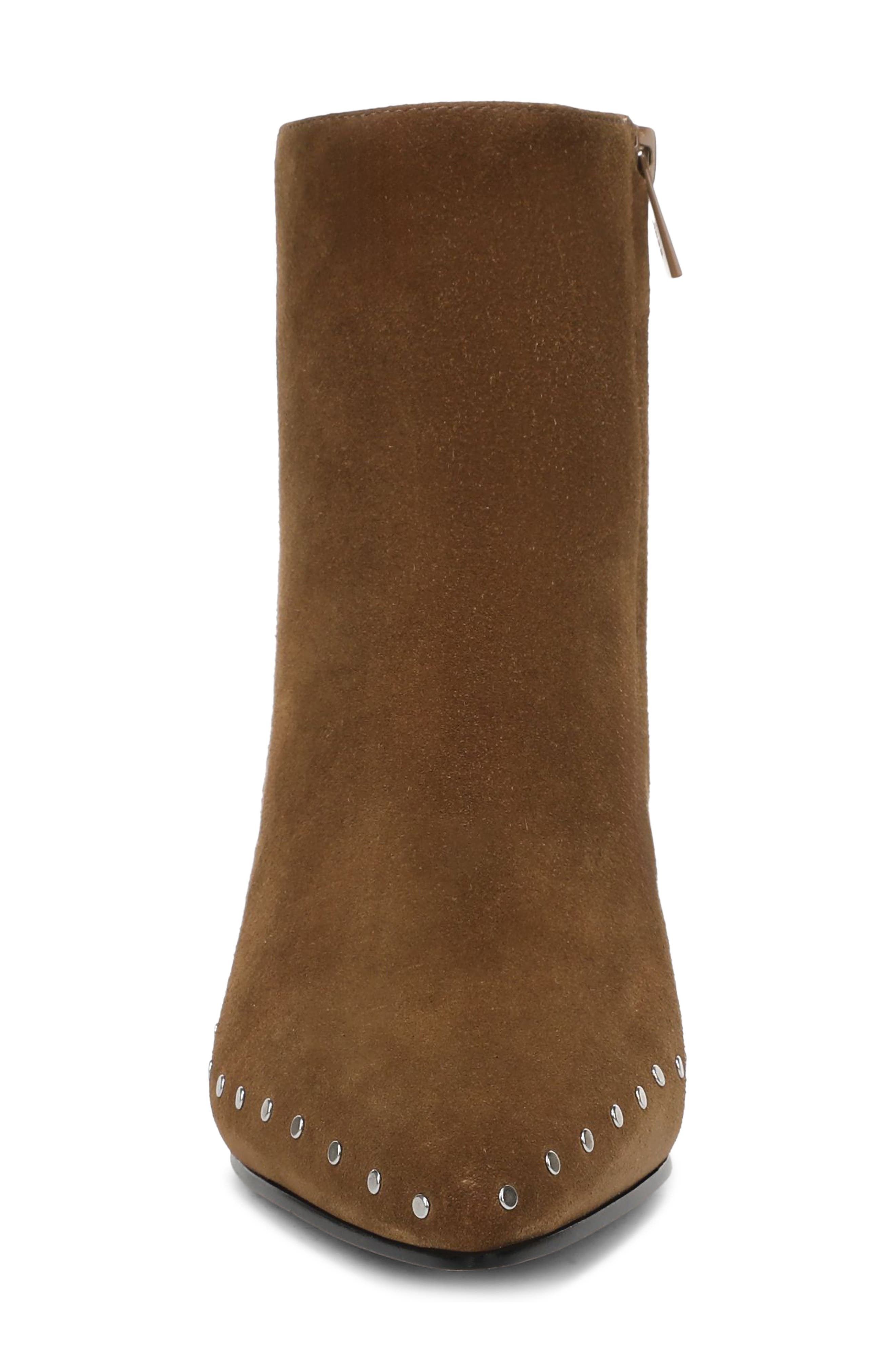 August Pointed Toe Leather Bootie, Alternate, color, ELMWOOD