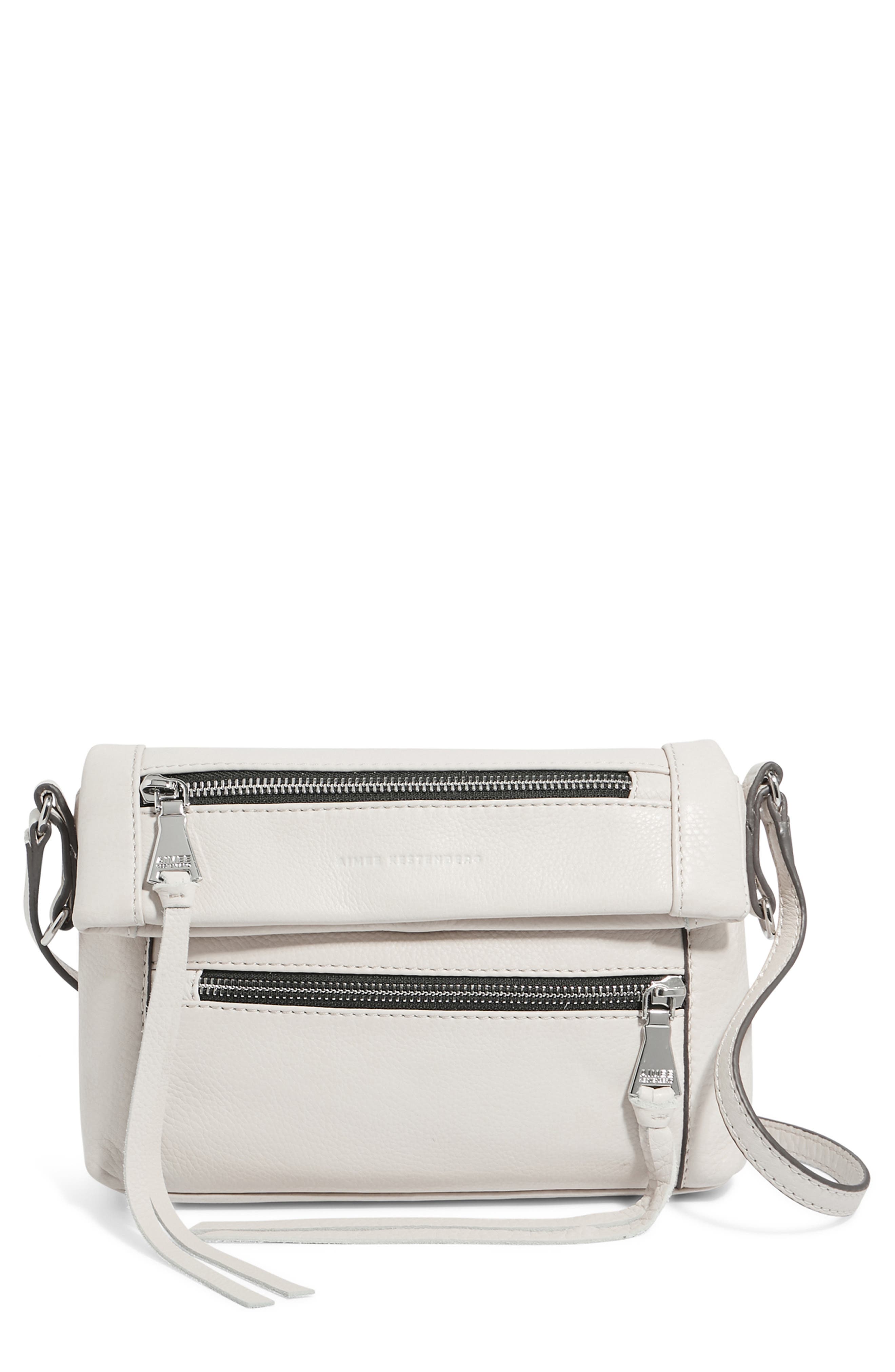 Crosstown Double Entry Leather Crossbody Bag, Main, color, CHALK