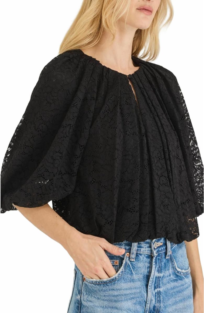 Rebecca Taylor Idun Lace Top, Alternate, color, Black