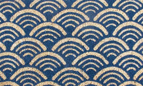Entryways Scalloped Coir Doormat In Blue