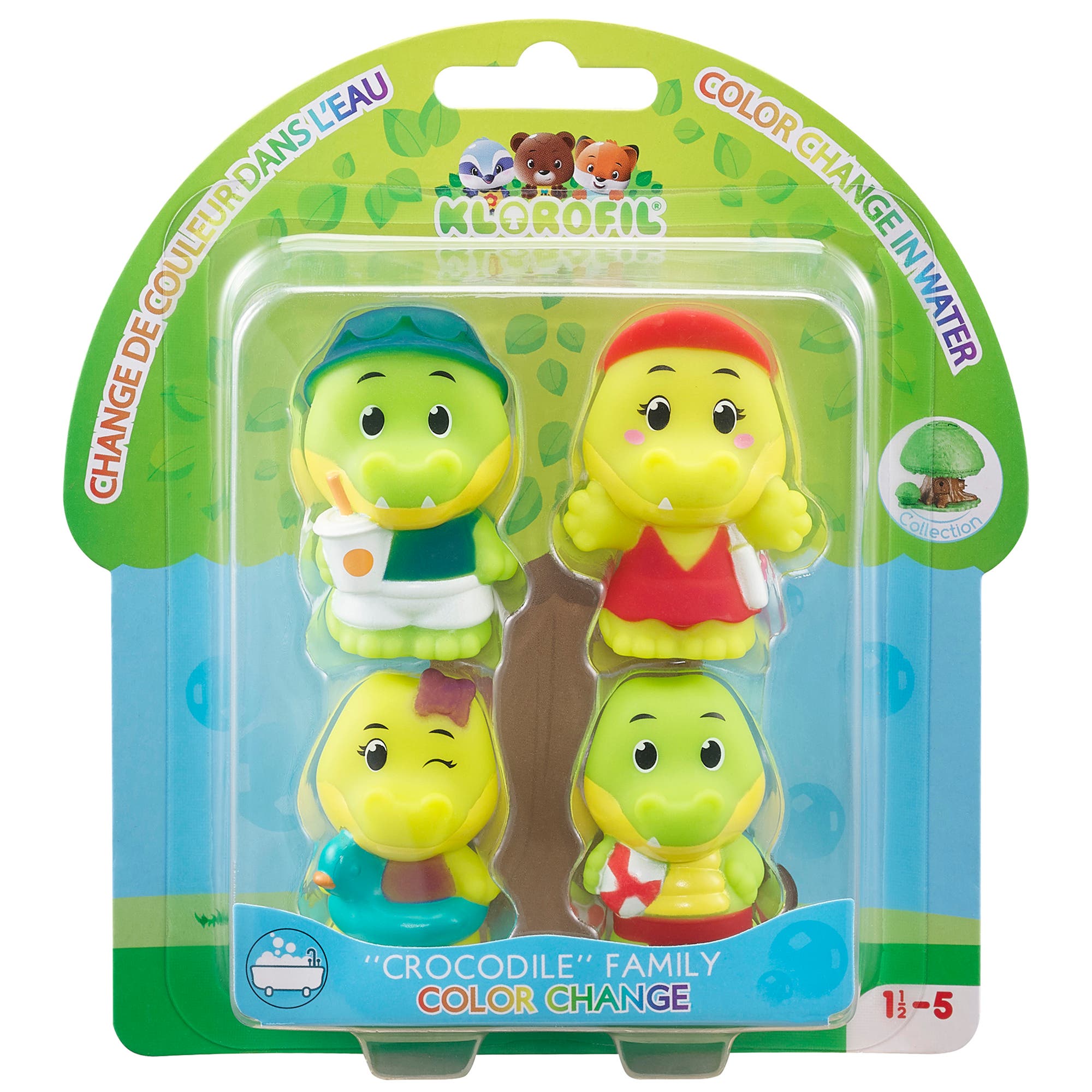Timber Tots Crocodile Family 4 Mini Figures, Colorchanging, Playset 18Mo+ in Multicolored 