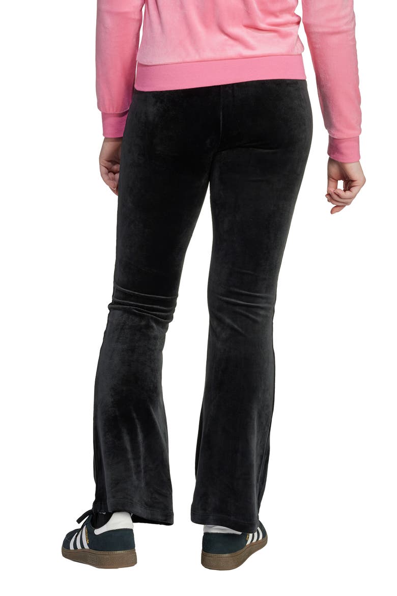 Kids' Velour Flare Pants, Alternate, color, BLACK