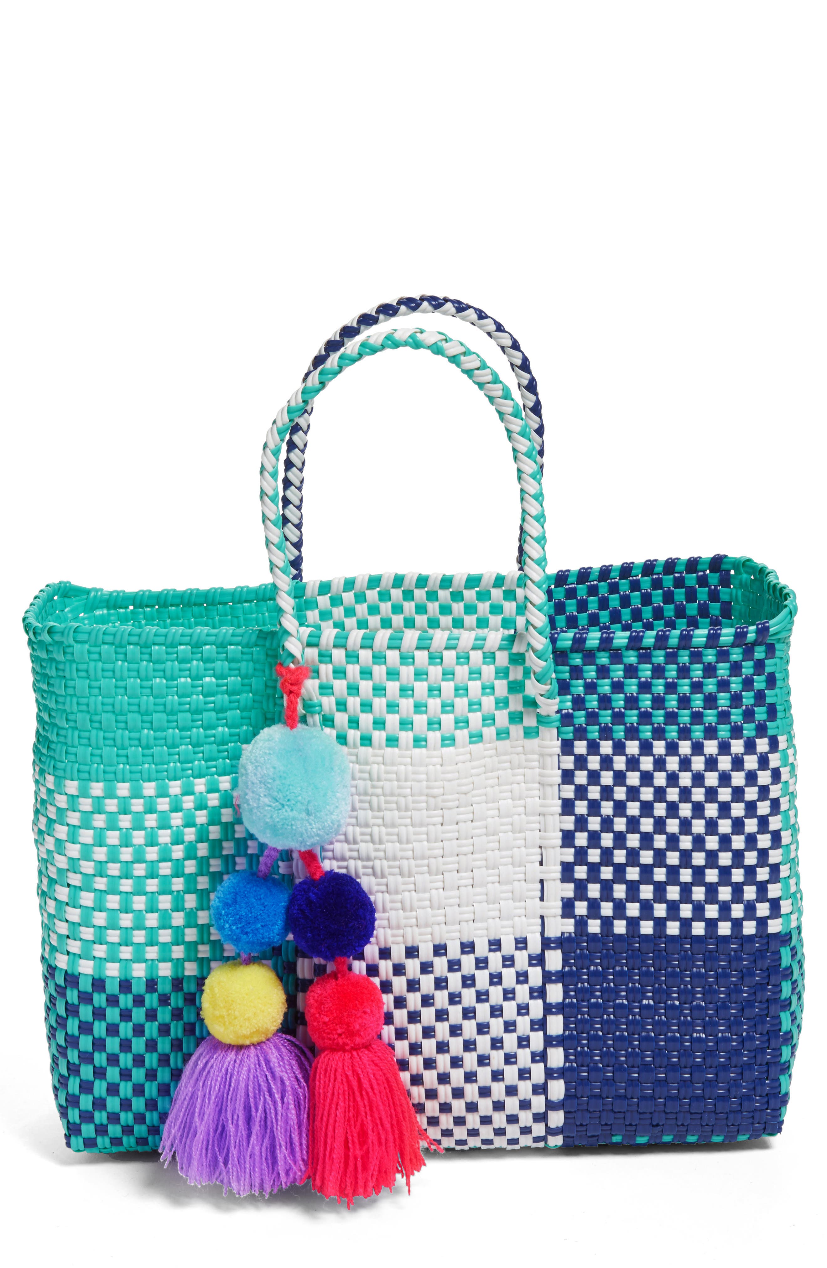 Mini Stella Tote, Main, color, BLUE PLAID