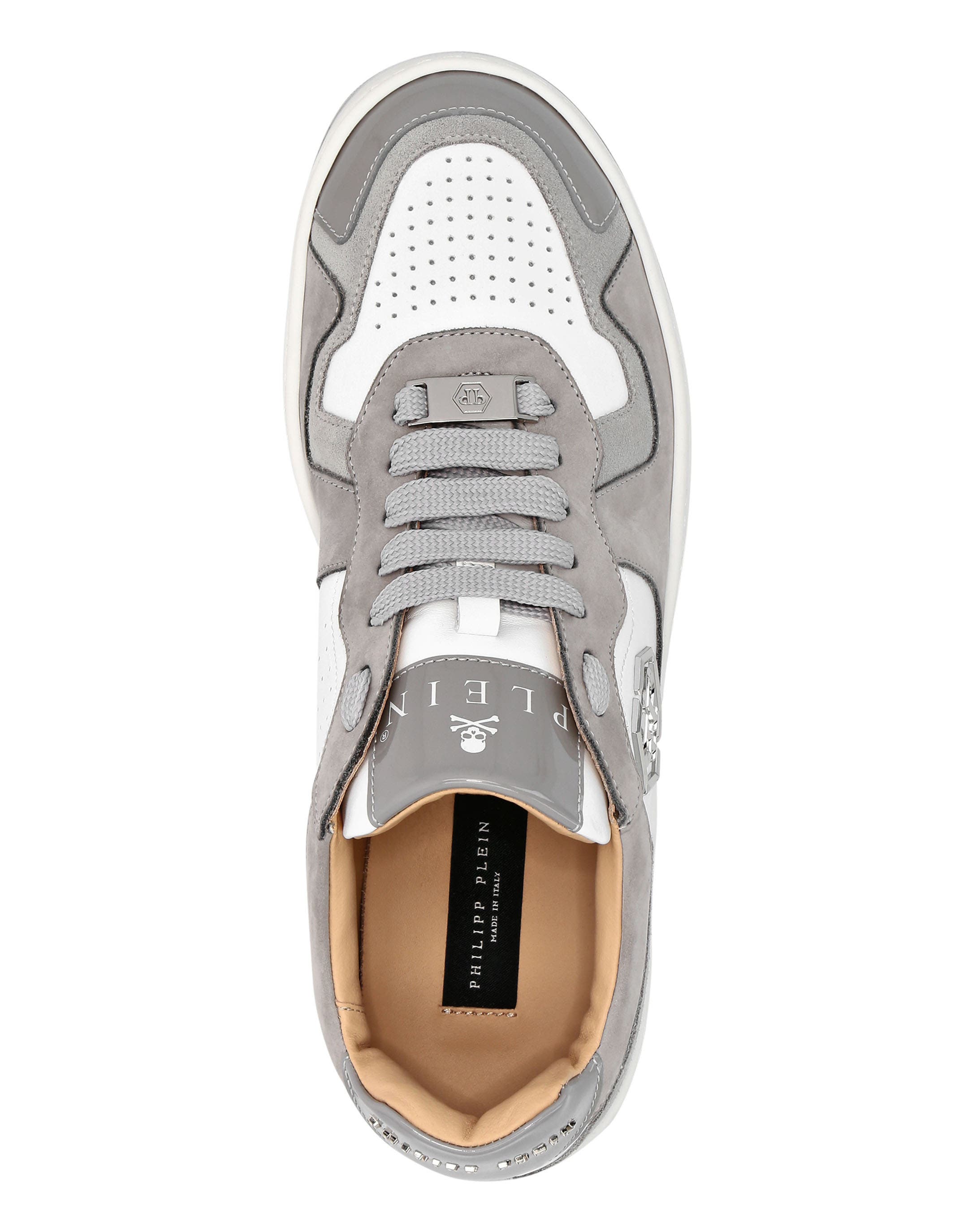 Mix Leather Lo-Top Sneakers Techno Unisex, Alternate, color, white/grey