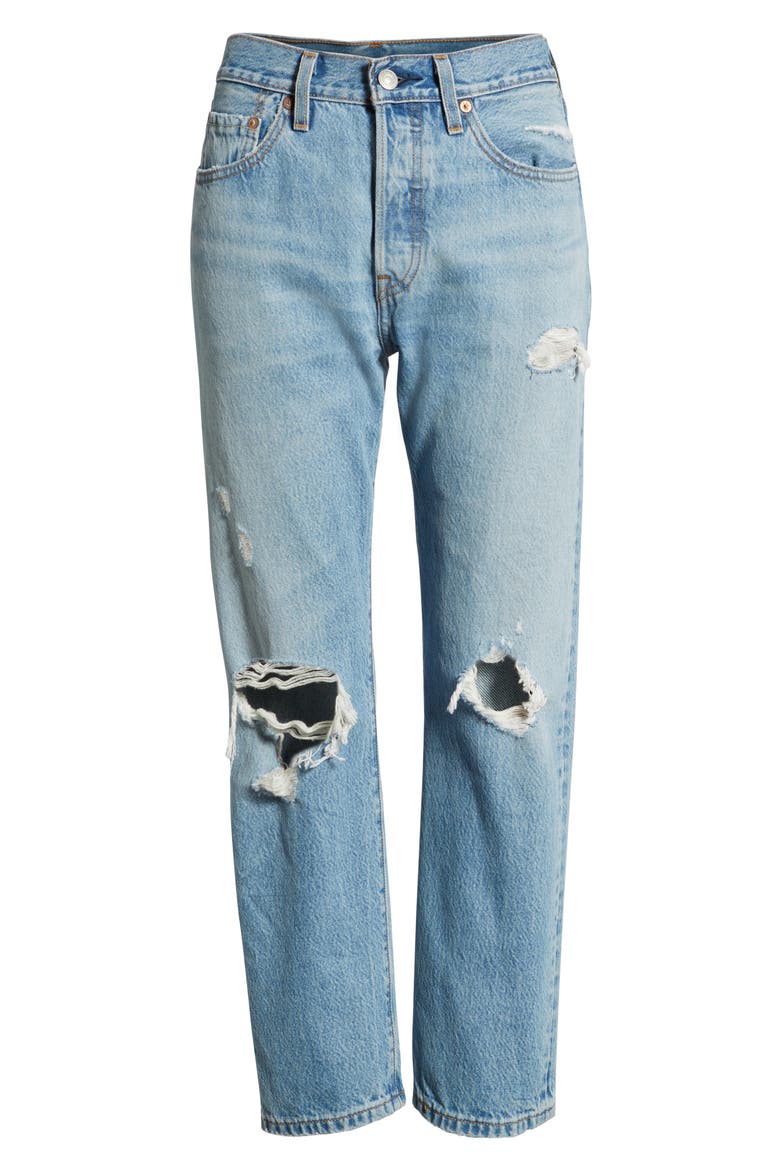 Levi's® 501® Ripped High Waist Crop Jeans, Alternate, color, AUTHENTICALLY YOURS