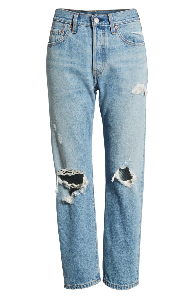 Levi's<sup>®</sup> 501<sup>®</sup> Ripped High Waist Crop Jeans, Alternate, color, 
