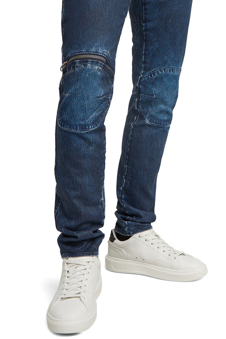 3D Zip Knee Skinny Jeans, Alternate, color, FADED CERULEAN SKIN