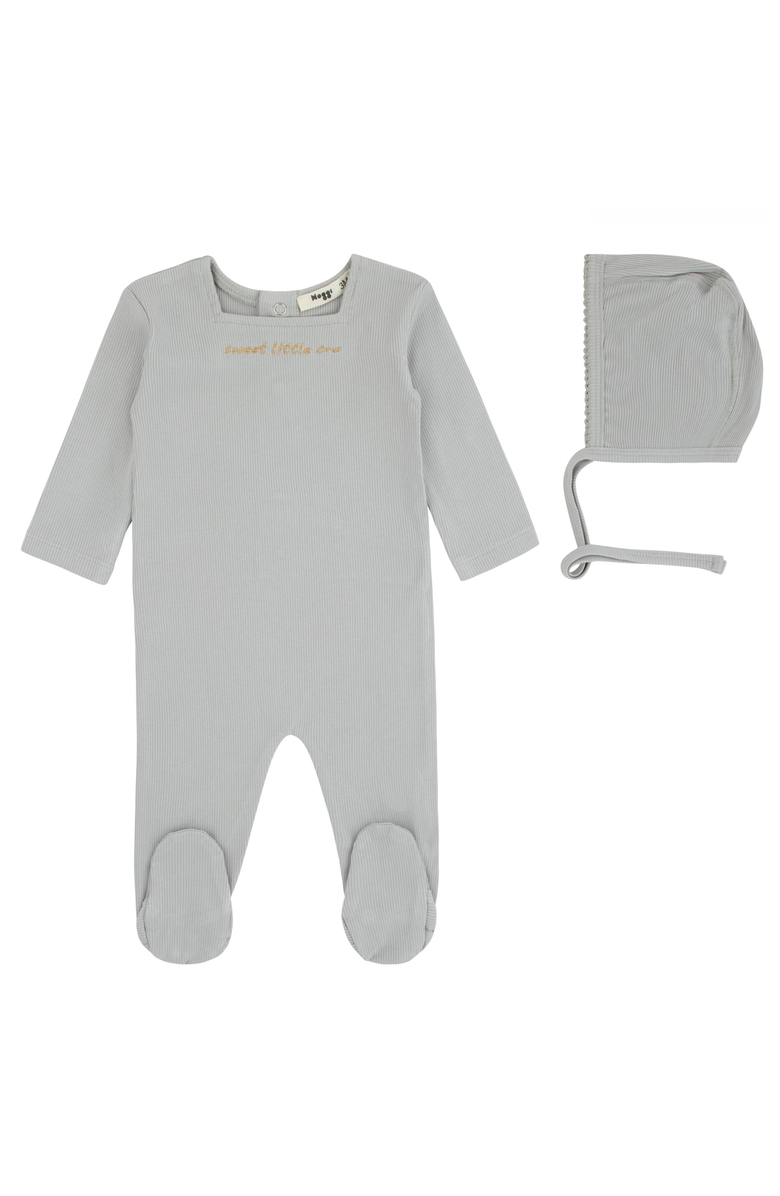 NoggiWear Sweet Little One Footie and Bonnet, Main, color, Sky