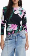 Desigual Floral Fine Gauge Crewneck Sweater