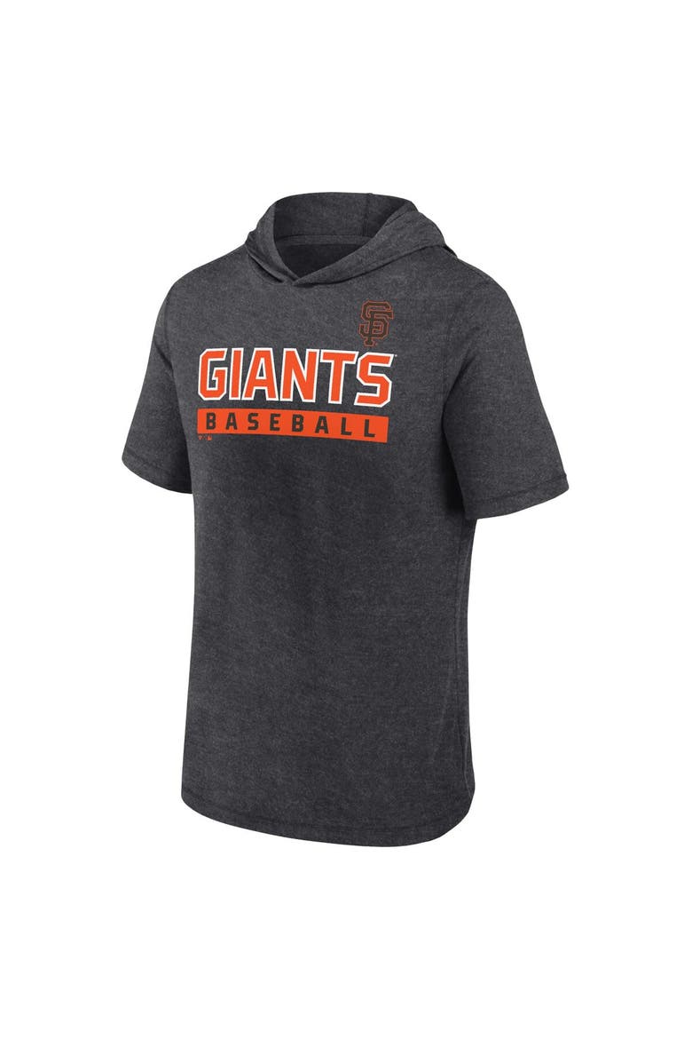 Men's Fanatics Heather Charcoal San Francisco Giants Push Short Sleeve Pullover Hoodie, Alternate, color, Heather Charcoal