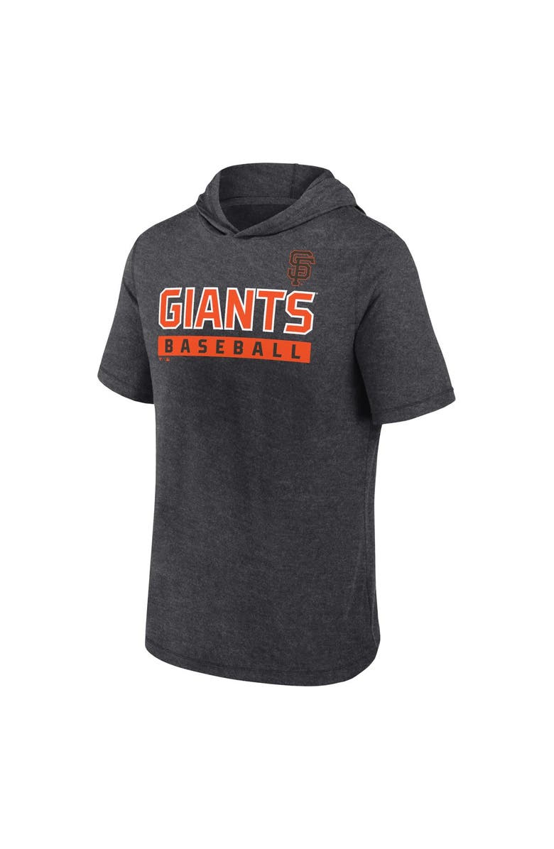 FANATICS Men's Fanatics Heather Charcoal San Francisco Giants Push Short Sleeve Pullover Hoodie, Alternate, color, Heather Charcoal