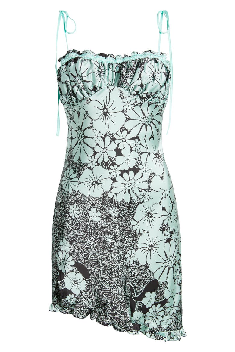 Retro Daisy Asymmetric Slipdress, Alternate, color, BLACK COMBO